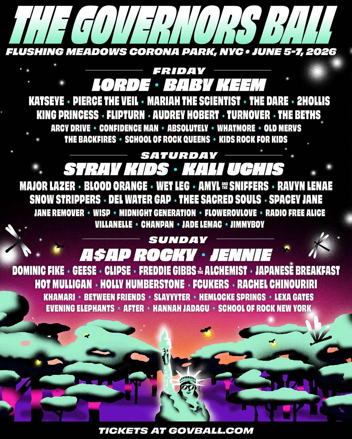 Gov Ball 2026 official lineup poster thumbnail